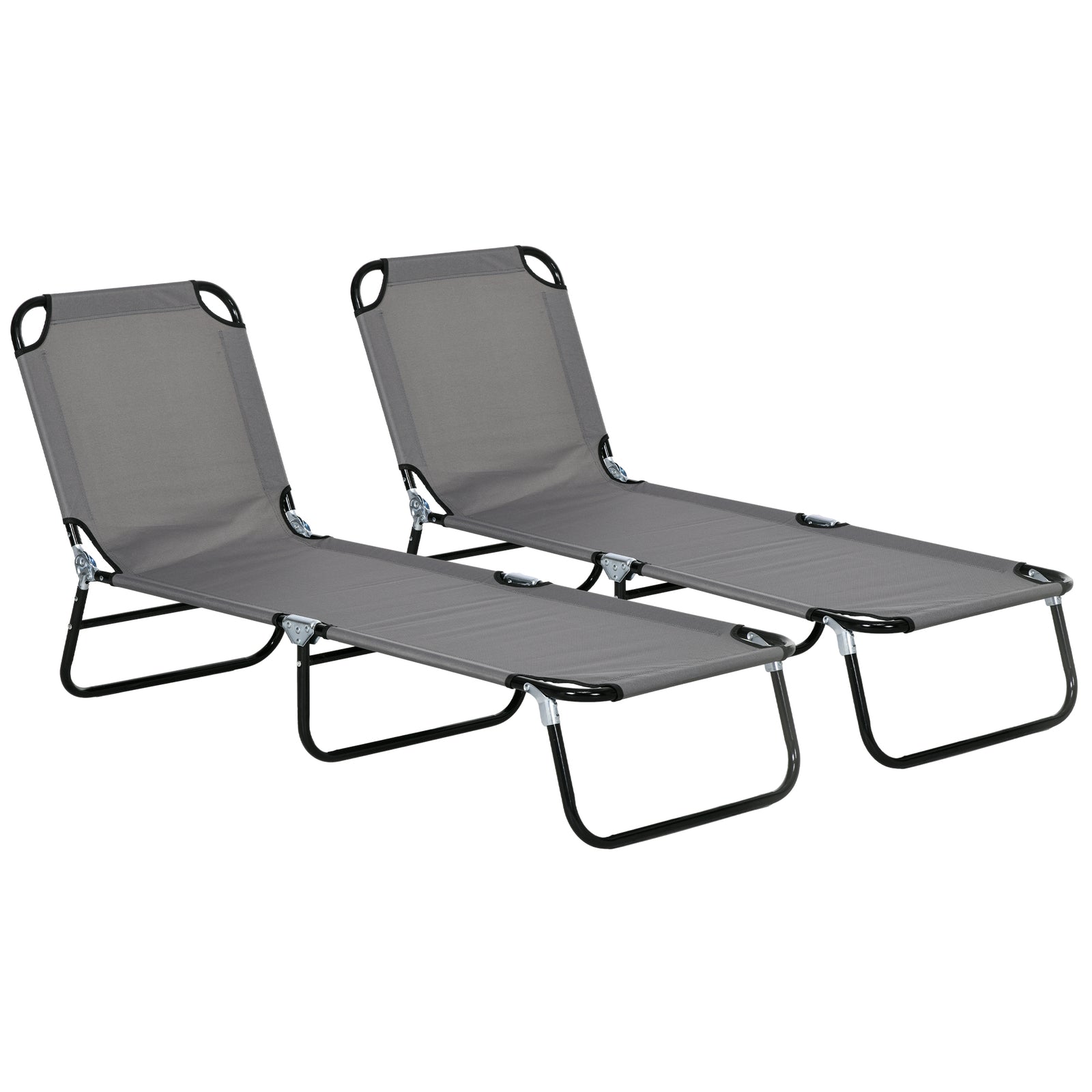 Set Of 2 Folding Beach Chairs W/ Adjustable Back | Set of 2