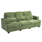 3-seater Chenille Upholstered Sofa With Pillows | Green