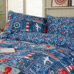 Coastal Patch Printed Cotton Rich Duvet Set Reversible | Single | Blue