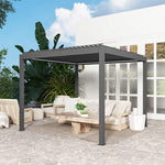 3x3m Electric Louvered Pergola With Led Lights And Remote