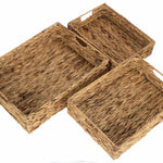 Water Hyacinth Shallow Rectangular Storage Basket | Set-of-3 | Brown