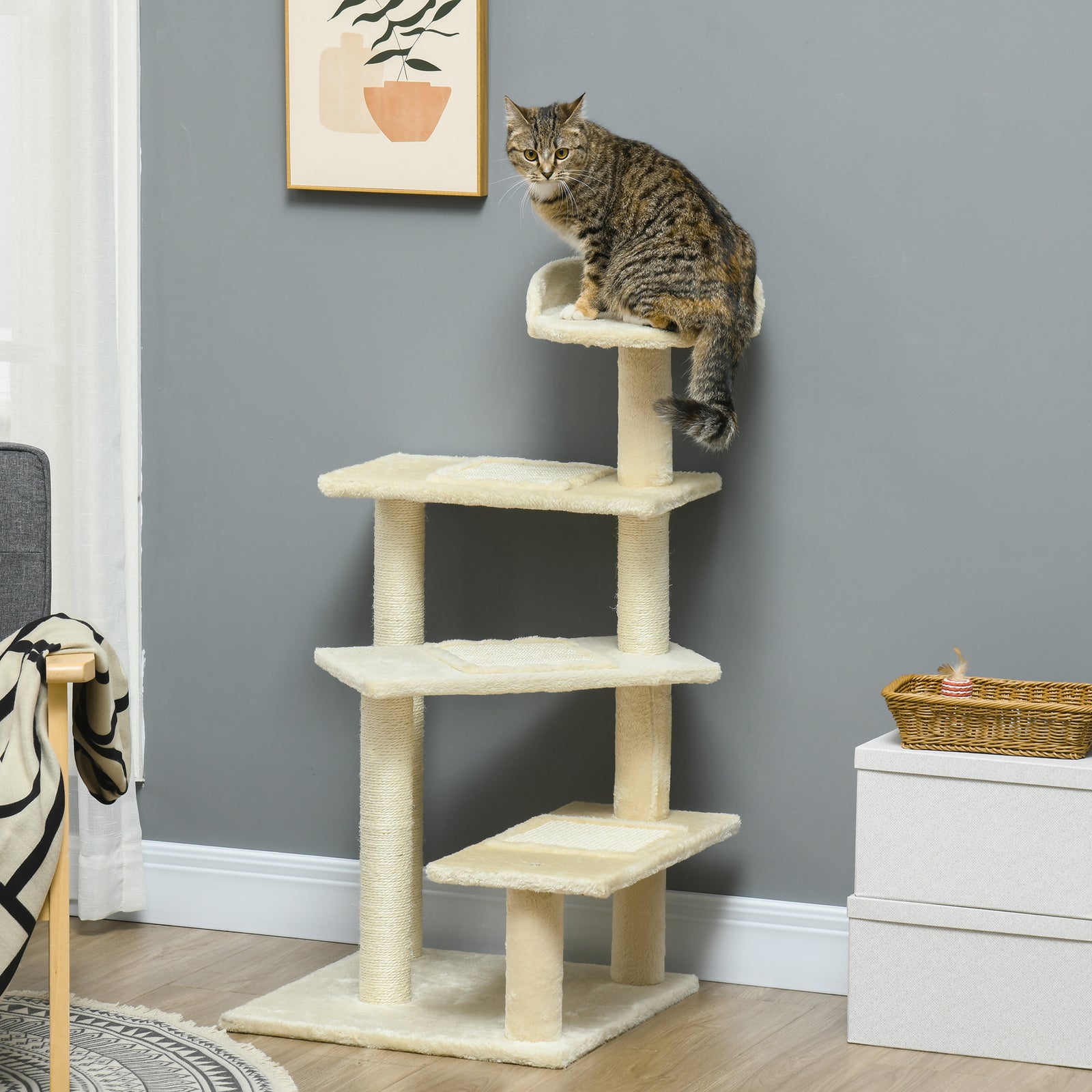 Cat Tree Scratcher, Climbing Post, Kitten Pets Scratching Furniture Tower