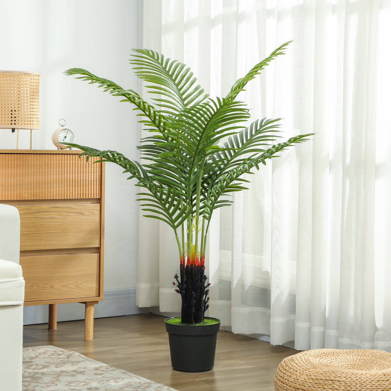 Artificial Areca Palm Tree With Pe Leaves And Flocked Soil | 120cm | Green