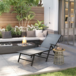 Folding Sun Lounger W/ Wheels, 5-position Adjustable Sunbed