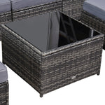 Outsunny 7pc Rattan Garden Furniture Wicker Sofa & Coffee Table Set