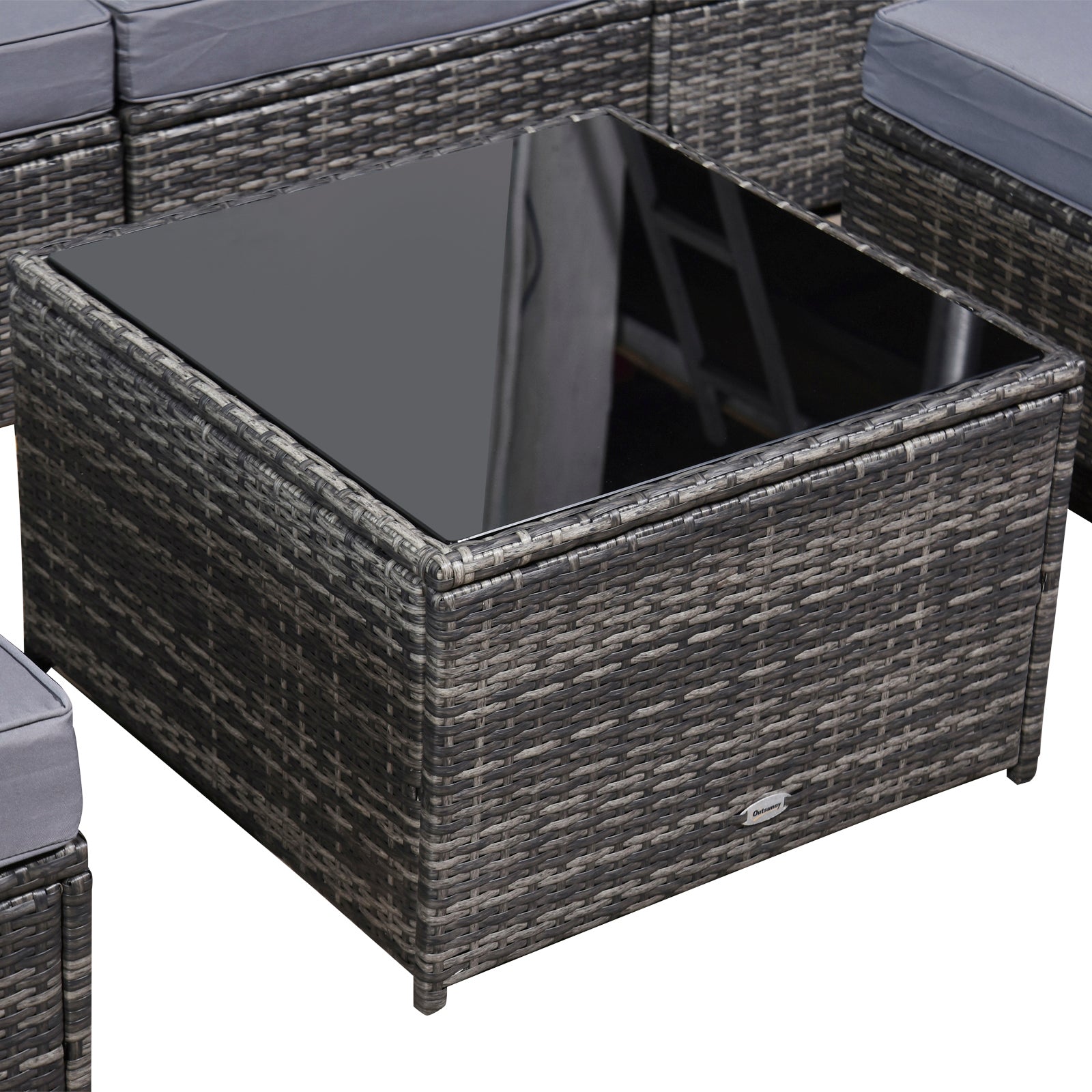Outsunny 7pc Rattan Garden Furniture Wicker Sofa & Coffee Table Set