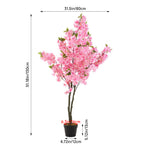 130cm Tall Artificial Pink Cherry Blossom Tree In Pot For Decoration