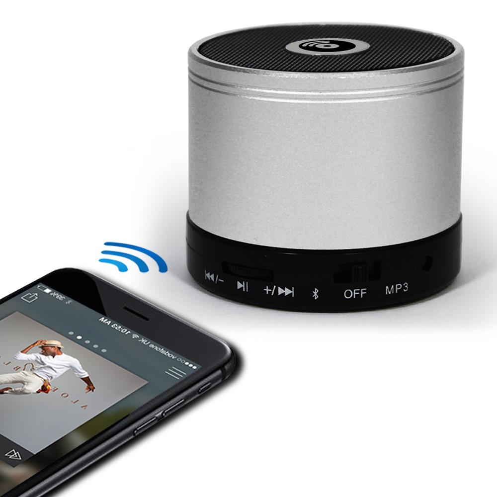 Mini Bluetooth Speaker With Led, Mp3, Fm Radio & Micro Sd Slot | Silver Grey