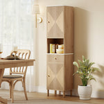 HOMCOM 168 Cm Tall Bathroom Cabinet With Drawer And Adjustable Shelves, Oak