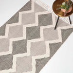 Malmo Handwoven Grey & Black Cotton Textured Rug | 150cm x 95cm | Grey & White