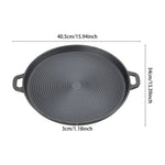 Living and Home 34cm Dia Pre-seasoned Round Dual-handle Cast Iron Grill Pan