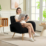 Teddy Fleece Upholstered Accent Chair With Metal Legs | Black