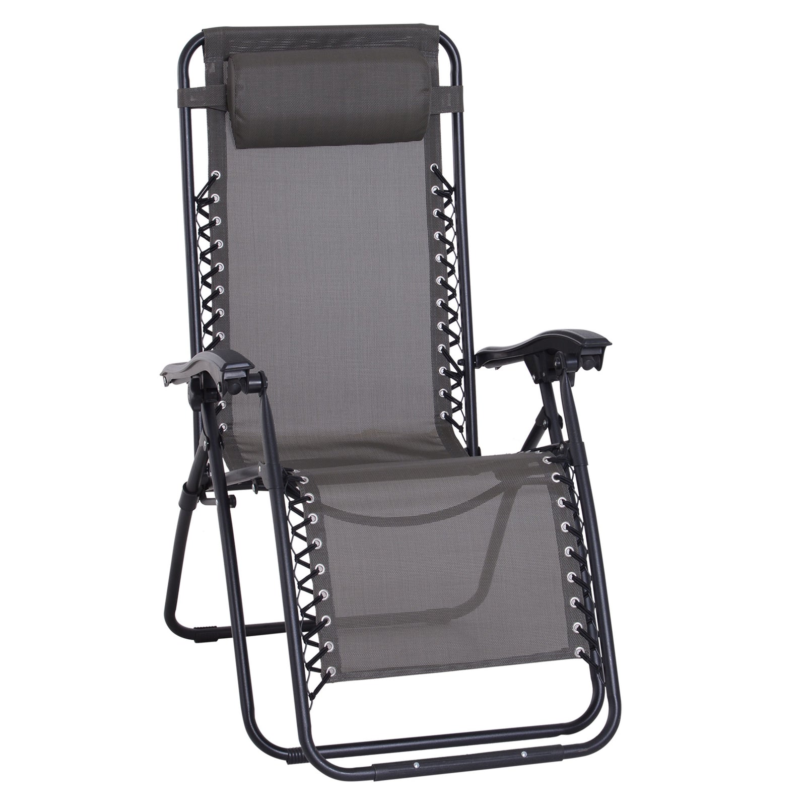 Metal Frame Zero Gravity Lounger W/ Head Pillow For Patio | Gray