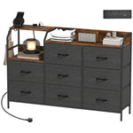 HOMCOM Fabric Chest Of Drawers W/ Charging Station For Bedroom Rustic Brown
