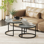 2 Pcs Stacking Coffee Table Set Steel Frame | Grey