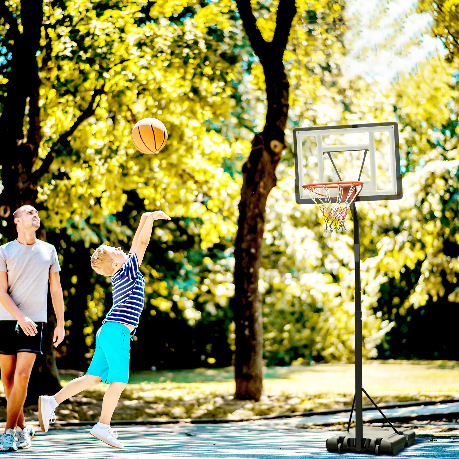 Height Adjustable Basketball Hoop 255-305cm | Black