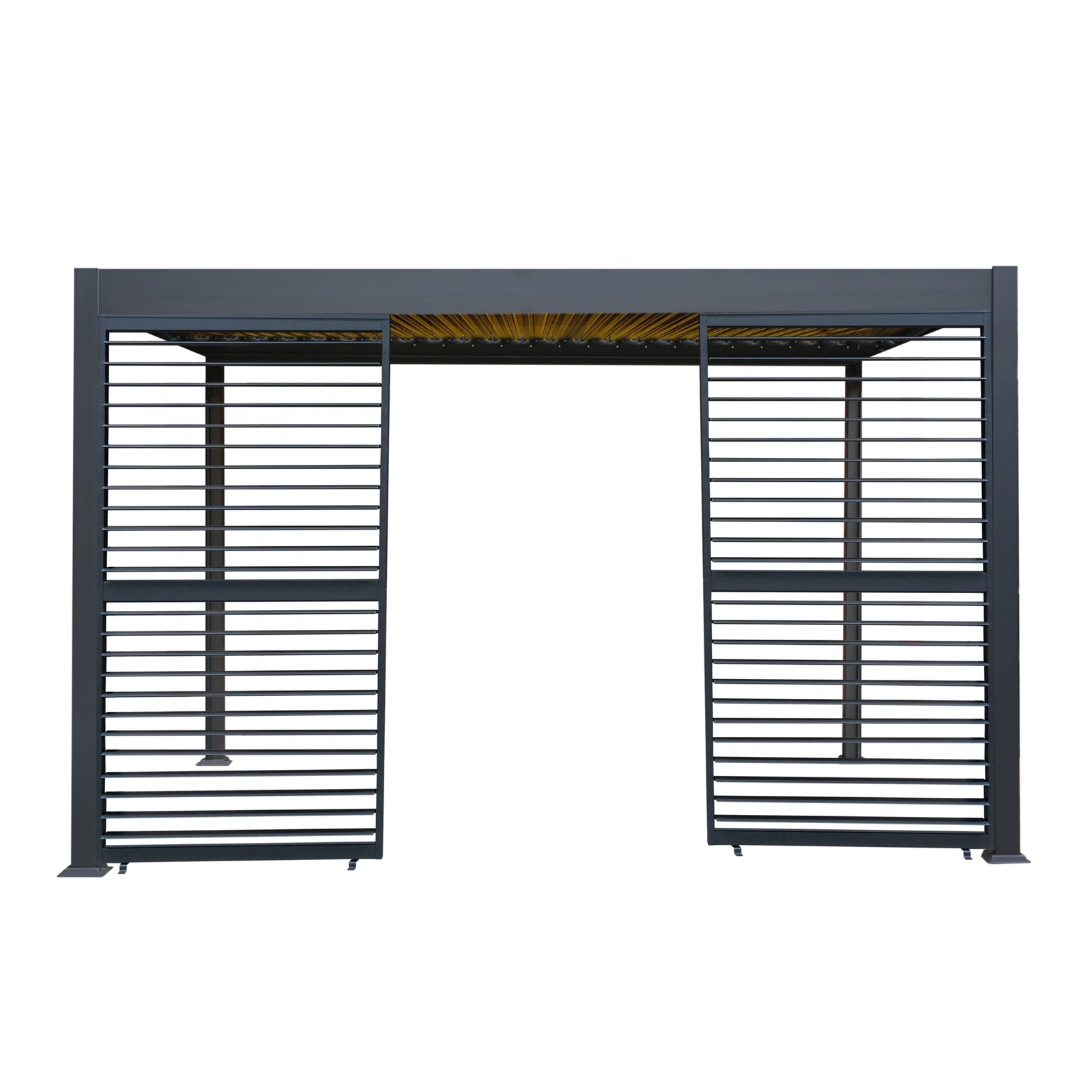 Anthracite Aluminium Pergola With Led Lights & 2 X Shutter Panels | 3m x 4m | Anthracite