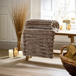 Alnwick Supersoft Ribbed Plush Throw – 140x180cm Cosy Sofa & Bed Blanket | 140cm x 180cm | Taupe