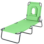 Garden Sun Lounger Folding Recliner Chair | Set of 1 | Green