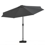 3m Solar Led Patio Umbrella, Outdoor Parasol With 16 Led Tubes, Crank Lift & Push Button Tilt With Fillable Base | One Size | Dark Grey