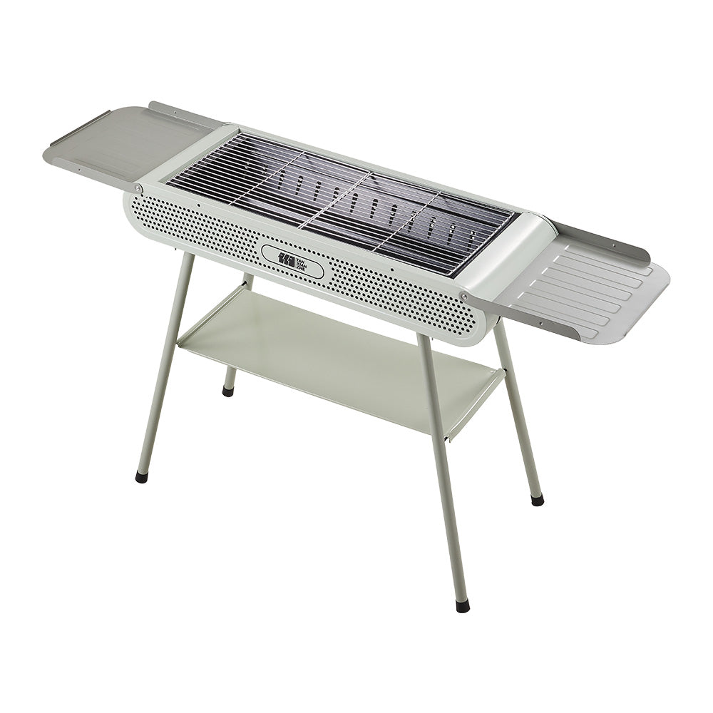 Outdoor Charcoal Bbq Grill With Side Tables & Storage Shelf – 2-in-1 Grill & Barbecue Stove For Camping, Patio, Beach, And Parties