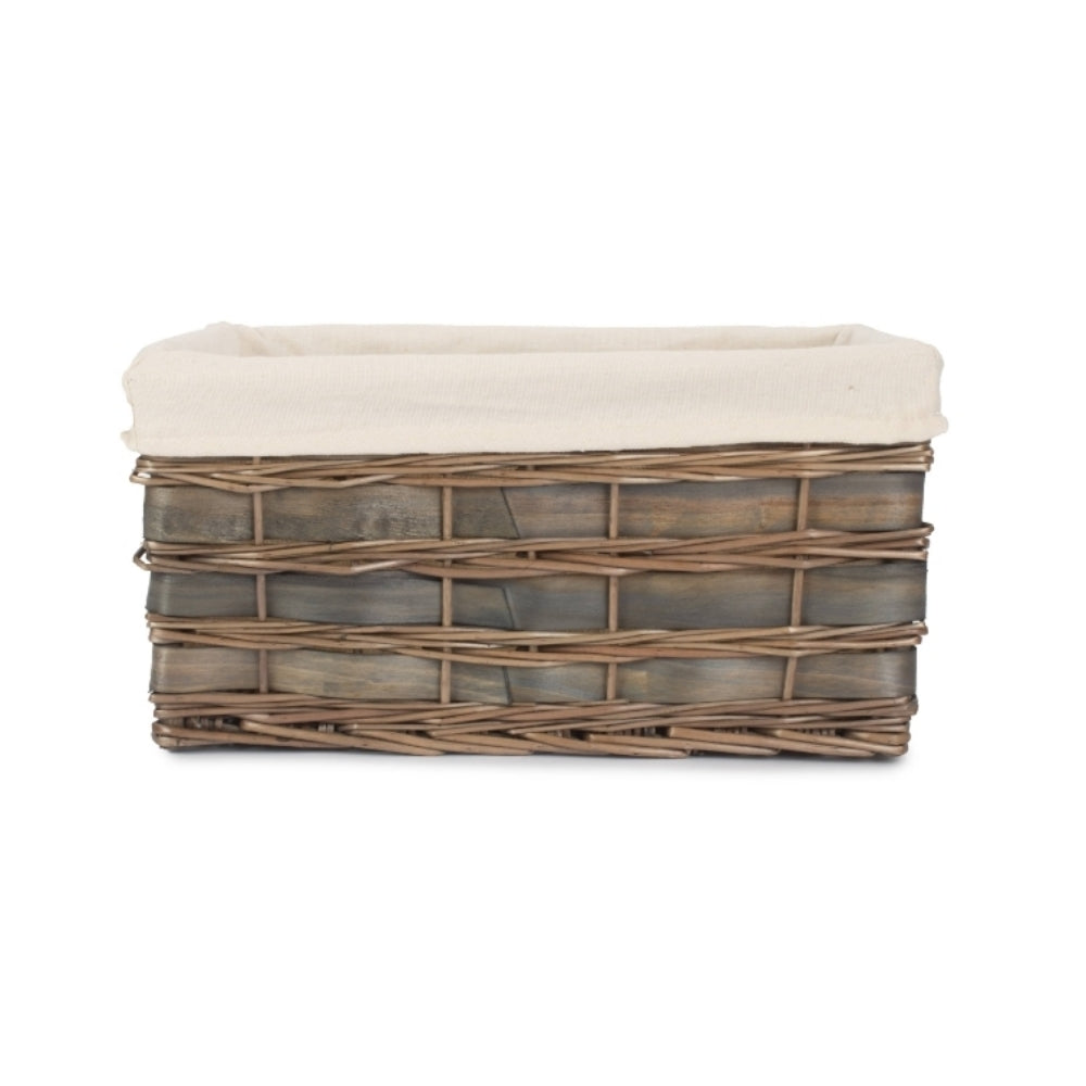 Wicker Grey Scandi Storage Basket With White Lining | Extra Large | White