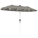 3 M Double-sided Garden Parasol With Solar Lights | Grey