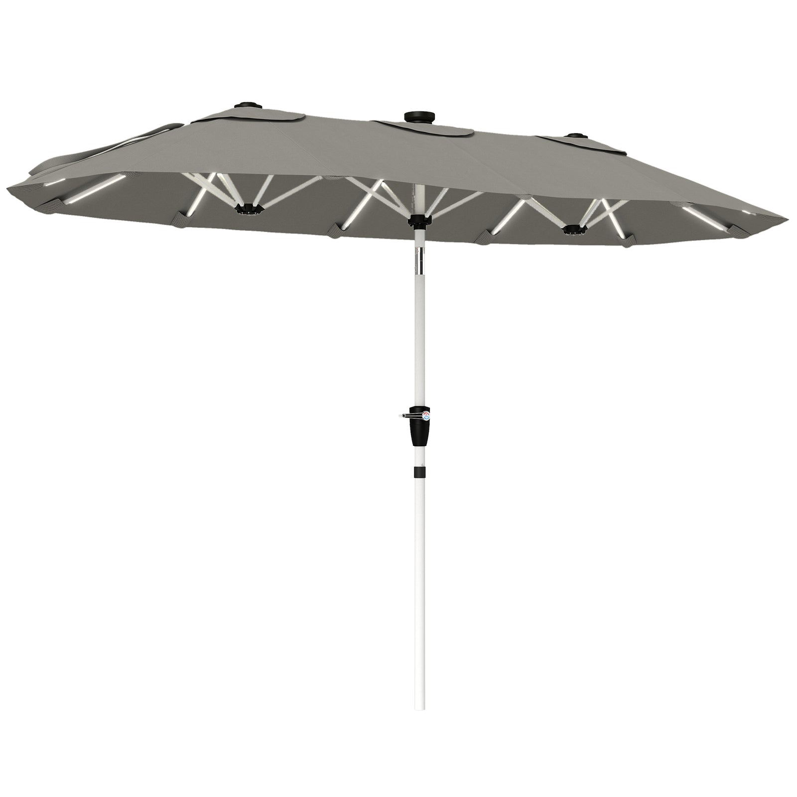 3 M Double-sided Garden Parasol With Solar Lights | Grey