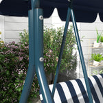 3-seat Swing Chair Garden Swing Seat W/ Adjustable Canopy | Blue