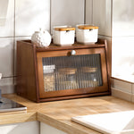 2-tier Bamboo Bread Storage Cabinet For Kitchen Counter | Brown