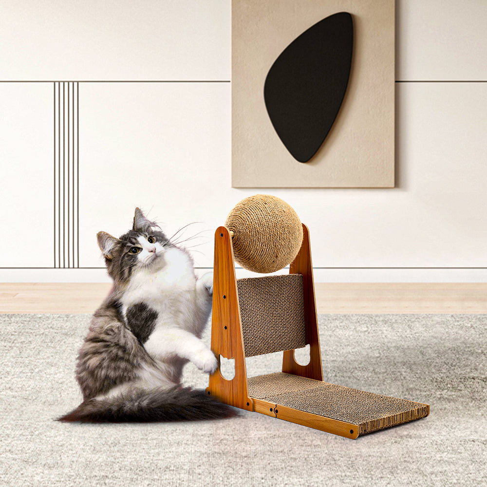 L-shaped Cat Scratcher With Cat Scratching Ball | Small