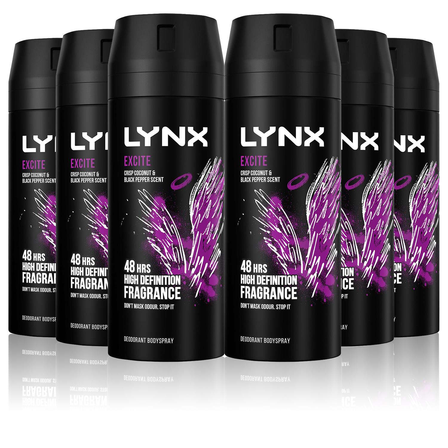 Body Spray Excite 48-h High Definition Fragrance Deo For Men, 6x 150ml