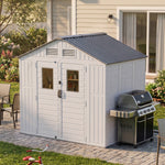 Breeins 8x6ft Plastic Garden Storage Shed With Lockable Door