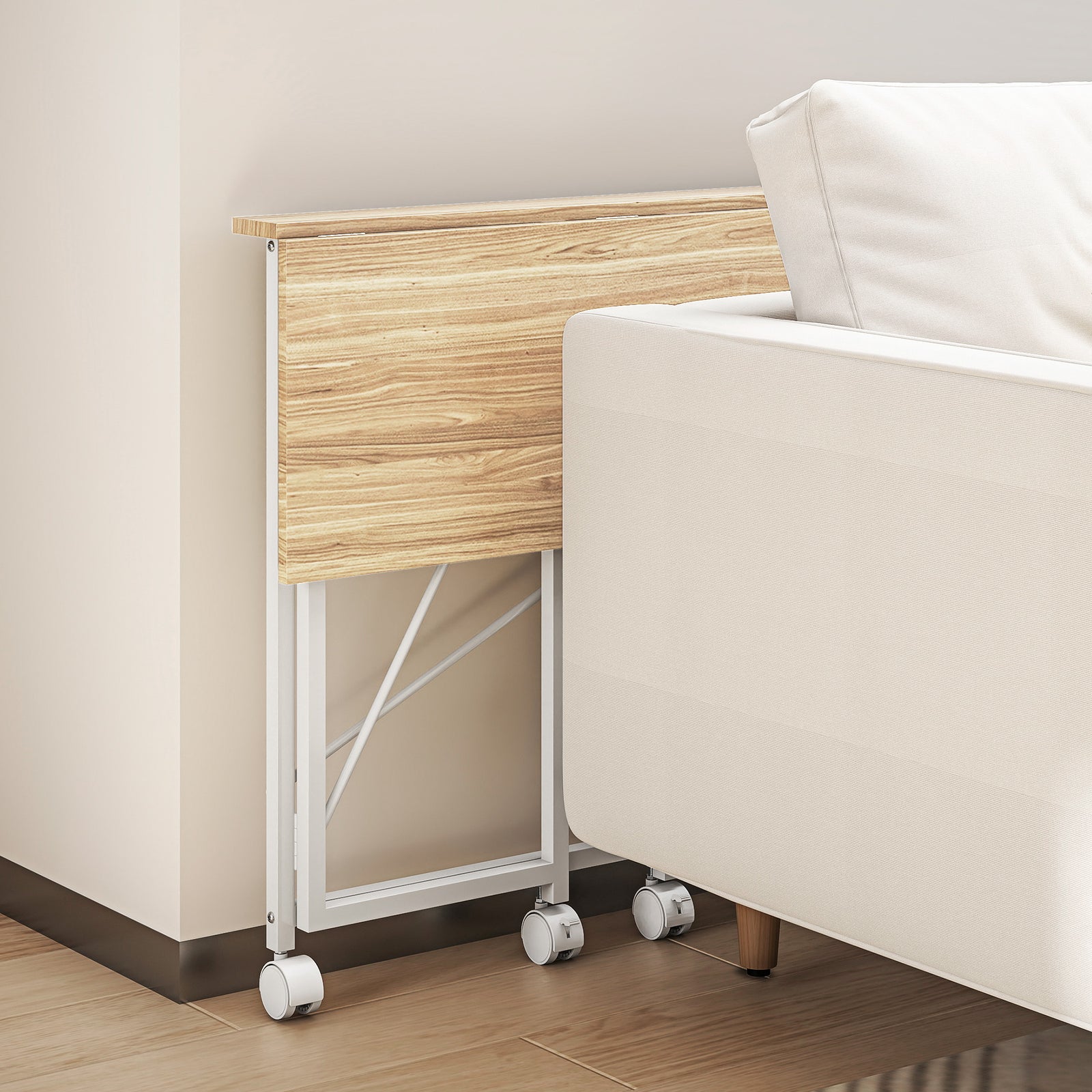 Folding Desk On Wheels, Writing Table For Home Office | Natural