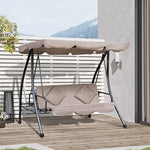 2-in-1 Patio Swing Chair 3 Seater Hammock Cushion Bed Tilt | Beige