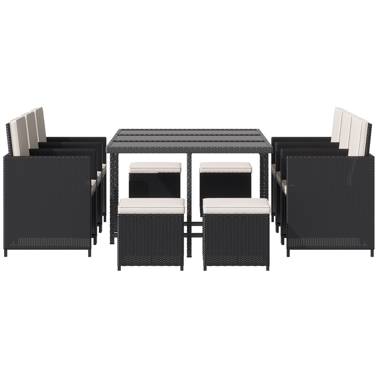 11pc Rattan Dining Set Patio Conservatory