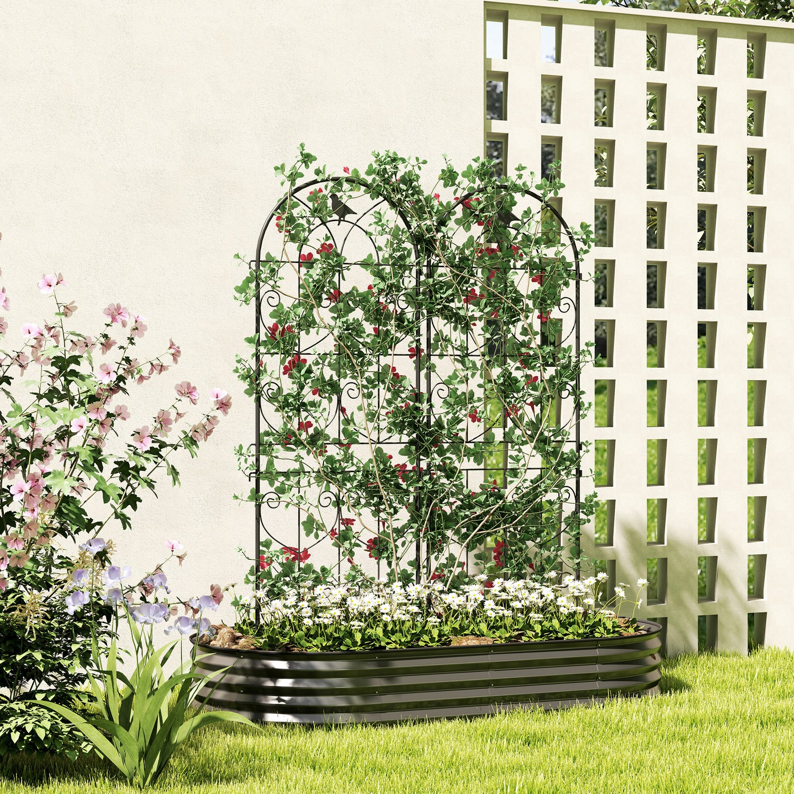 Set Of 2 Metal Garden Trellis, Outdoor Trellis Panels
