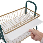 Kitchen 2-tier Carbon Steel Dish Rack