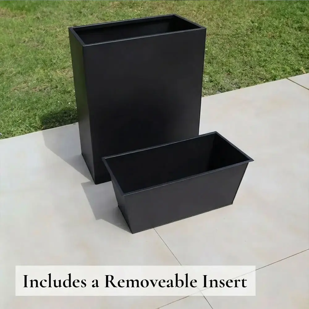 Long Zinc Galvanised Tall Trough Planter | 75cm x 25cm x 90cm | Matte Black