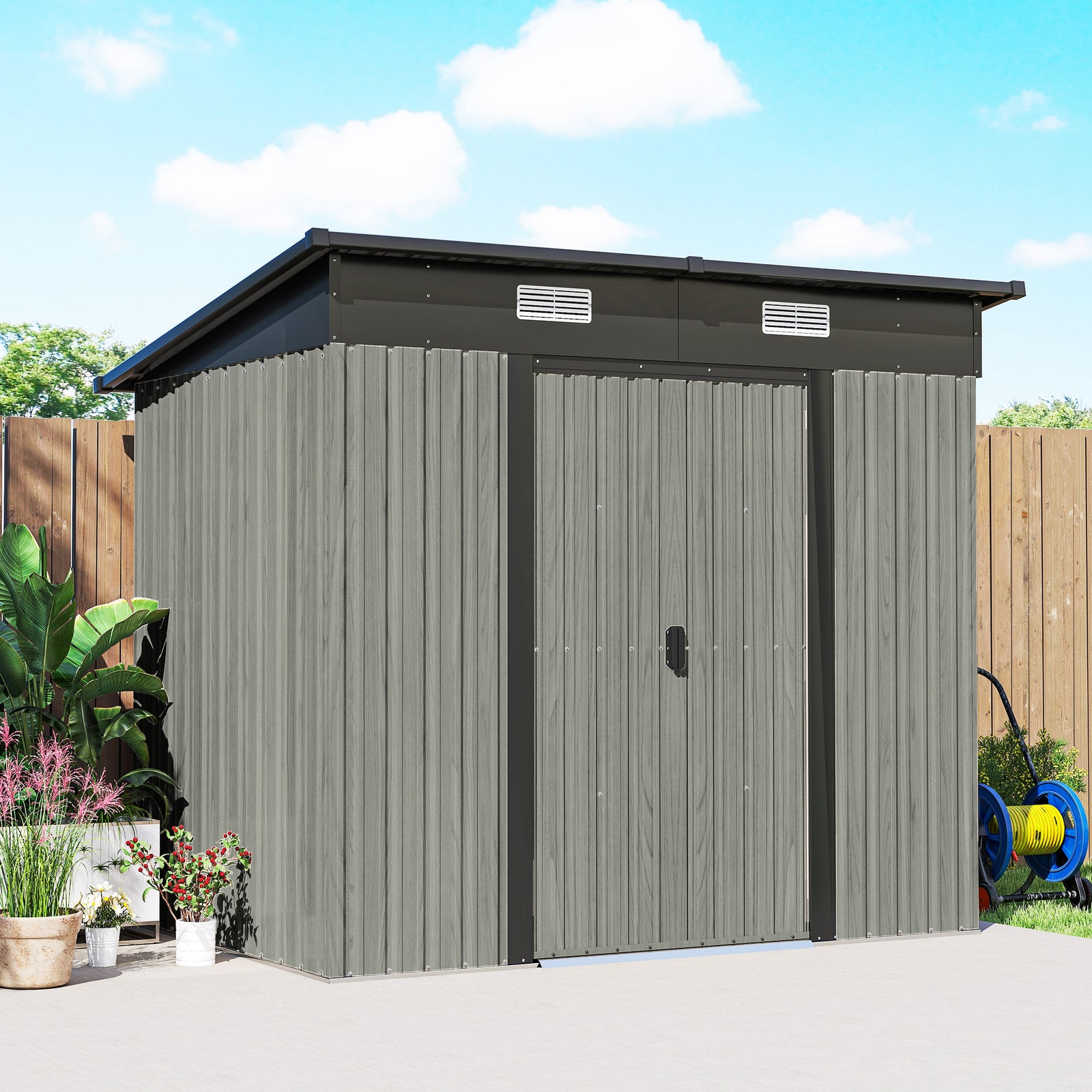 7 X 4ft Outdoor Garden Storage Shed For Garden | Light Grey