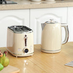 1.7l 3000w Kettle And 2 Slice Toaster With Keep Warm Memory Function | Cream