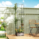 Outsunny Raised Garden Bed With Trellis And Drainage Holes, Drain Plugs