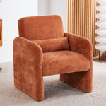 Chenille Modern Accent Chair With Lumbar Pillow | Orange