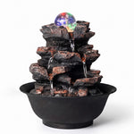 Spector Water Fountain Tabletop Water Feature 3-speed Flow Resin Rock Brown