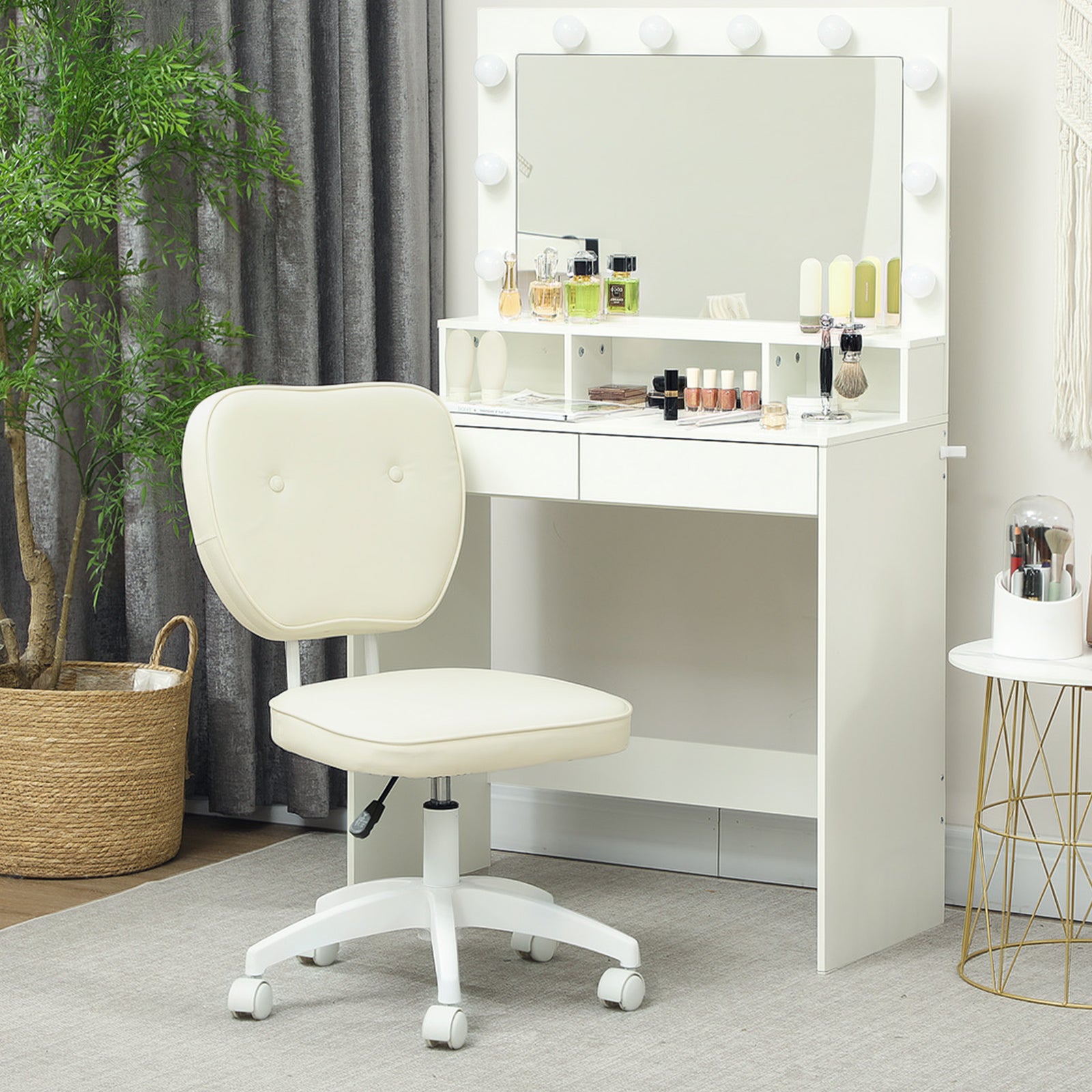 Vanity Task Chair, Armless | Cream
