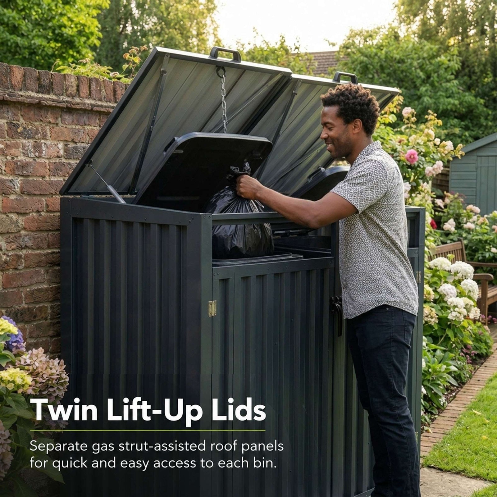Nicoman Outdoor Metal Bin Storage Double Wheelie Bin Storage Shed