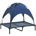 Pawhut 92cm Elevated Dog Bed Cooling Raised Pet Cot Uv Protection Canopy | Blue