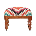 HOMESCAPES Manila Handwoven Kilim Footstool 50 X 30 Cm