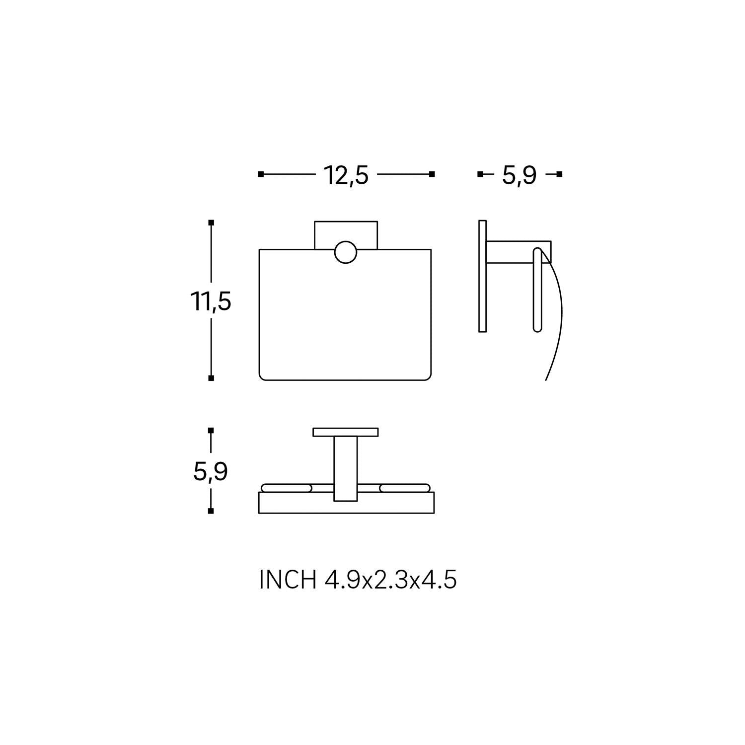 Toilet Roll Holder With Cover, Self-adhesive, Black, Stick Collection