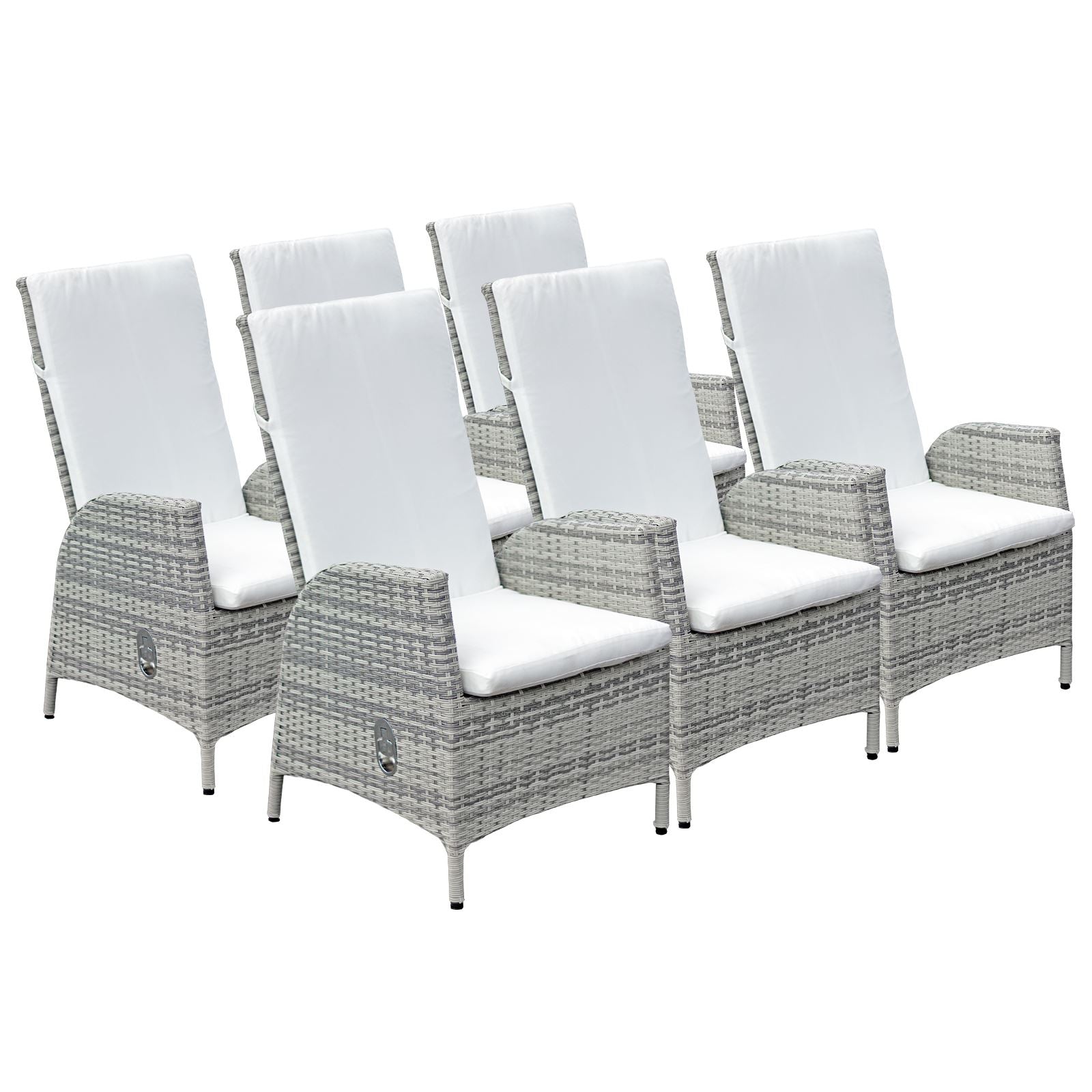 Lisbon Pack Of Rattan Reclining Dining Chairs | Set-of-6 | Mixed Grey